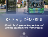Informacija dėl autobusų tvarkaraščio birželio 24 d.